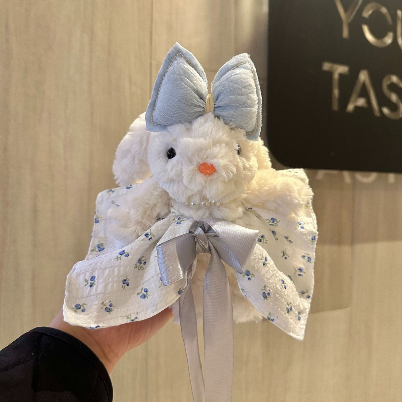 Plišani privjesak za torbu s zekom dugih ušiju, haljina princeze, proljetni buket tulipana, ručna izrada, crtani stil