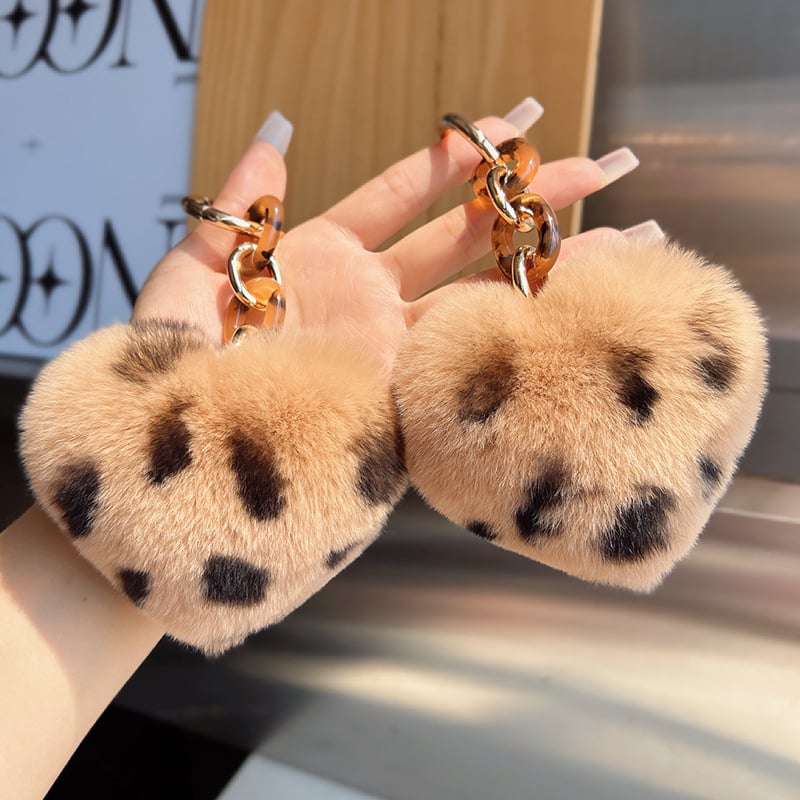 Privjesak za automobil ključeve s leopard printom i srcolikim oblikom — Marka Small rabbit flowers; Individualno pakiranje; Metal