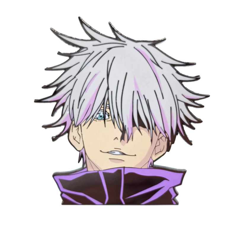 Metalni ključni lanac Gojo Satoru - Jujutsu Kaisen crtani lik, karikatura stil, završni lak premaz