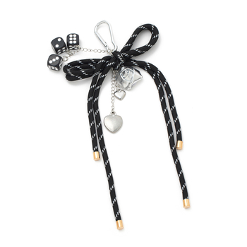 Raktų pakabukas rankinėms su PVC medžiaga, dryžuotas raštas, gatvės stilius (Pavasaris 2025)