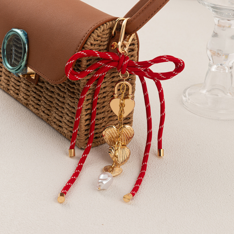 Raktų pakabukas rankinėms su PVC medžiaga, dryžuotas raštas, gatvės stilius (Pavasaris 2025)