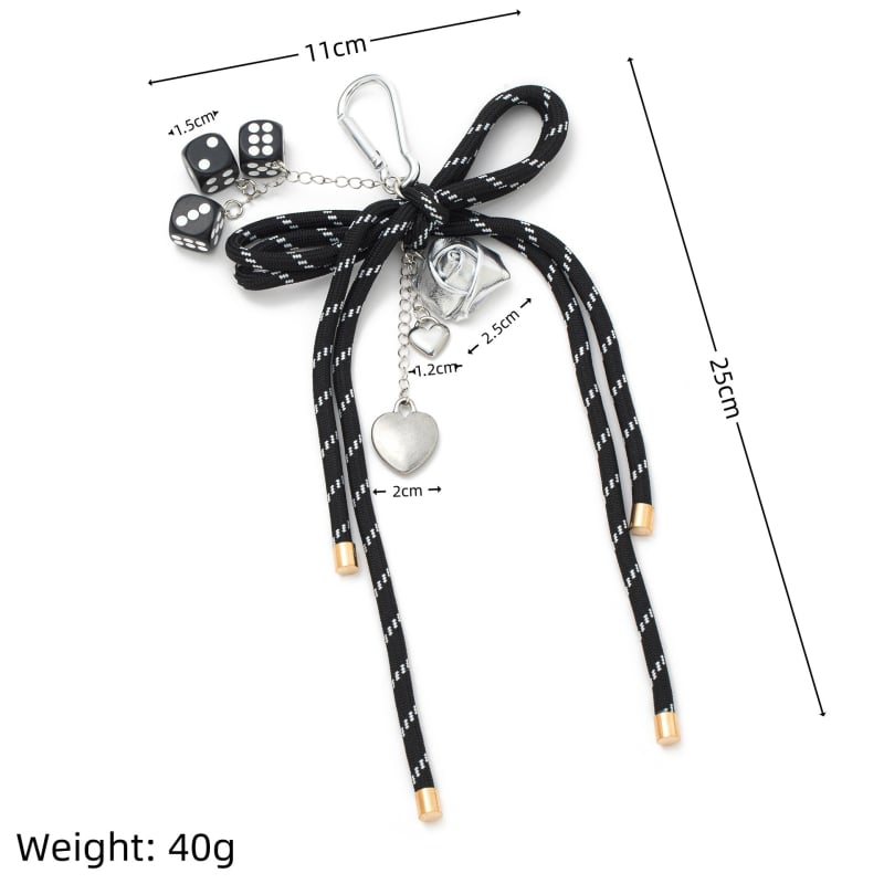 Raktų pakabukas rankinėms su PVC medžiaga, dryžuotas raštas, gatvės stilius (Pavasaris 2025)