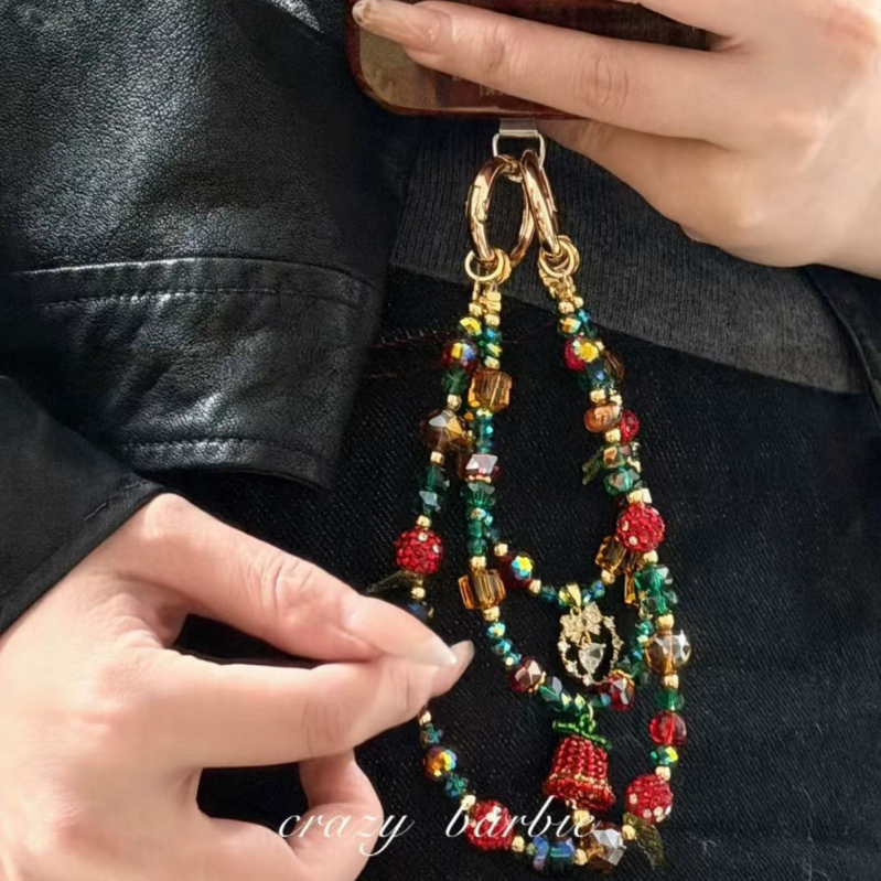 Lančić za telefon s elektroplatiranim završetkom, tkani materijal, uzorak insekta (motyl/važka), lagani luksuzni stil privjesak za torbu, izlazi jesen 2025