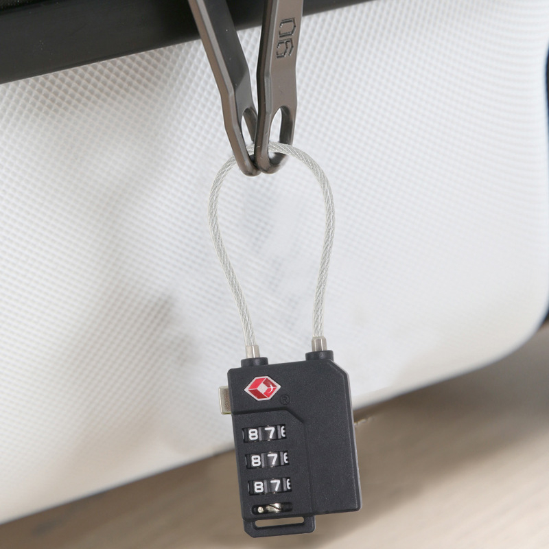 3-цифрен механичен катинар с регулируема парола, PC корпус, TSA21100, 3 мм диаметър на стоманено въже