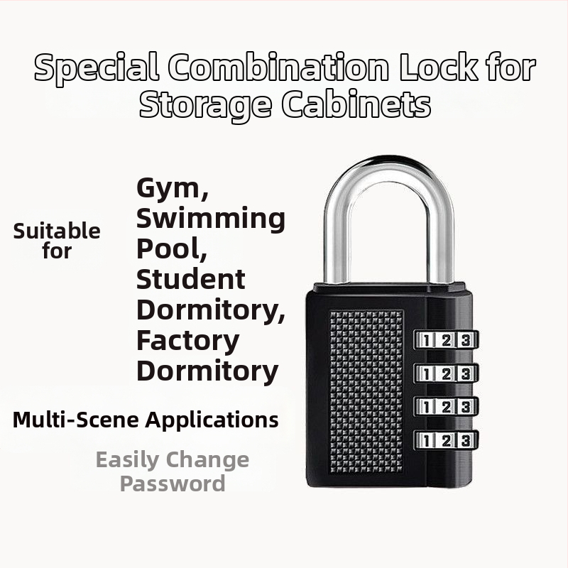 Személyre szabható kombinációs zár szekrényekhez és poggyászhoz, jelszó módosítható, ideális edzőterembe, kollégiumba és otthoni használatra (Type: Customs combination lock; Model: Other; Scope: Other; Rod thickness: Other; Rod spacing: Other)