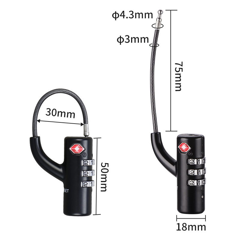 Jinpin TSA132: Сигурносен катинар за багаж от сплавна стомана; модел TSA132; подходящ за багаж, раница и ученическа чанта; механичен кодов заключващ механизъм; стил: модерен минимализъм