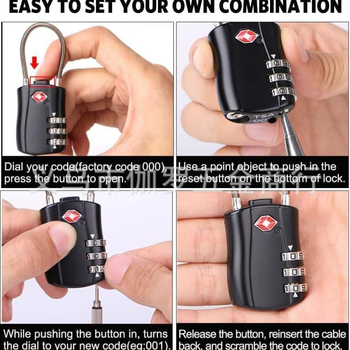 TSA-527 механична ключалка за багаж, цинкова сплав, 5 мм халка, модерен минималистичен стил