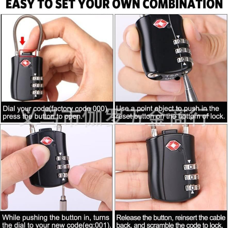 TSA-527 механична ключалка за багаж, цинкова сплав, 5 мм халка, модерен минималистичен стил