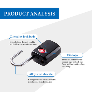 Bagāžas TSA slēdzene ar atslēgas piekļuvi TSA21011, ceļojumu slēdzene, cinka sakausējuma korpuss, svars 26 g, zīmols Jasit/Jia Shijie, pielāgošana pieejama