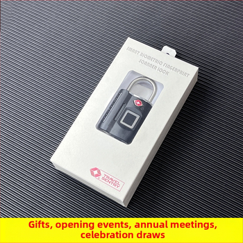 Gudrs biometrijas pirkstu nospieduma slēdzene, cinka sakausējuma korpuss, 73 g, dāvanu iepakojums, logotipa drukāšana