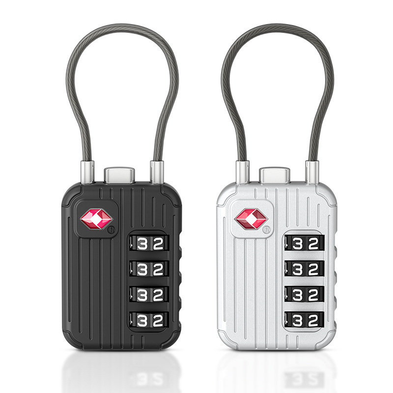 TSA bőröndzár mechanikus, TSA-542 modell, cink ötvözet, 3 mm zárókupak vastagság, 15 mm kar közötti távolság, könnyű luxus dizájn