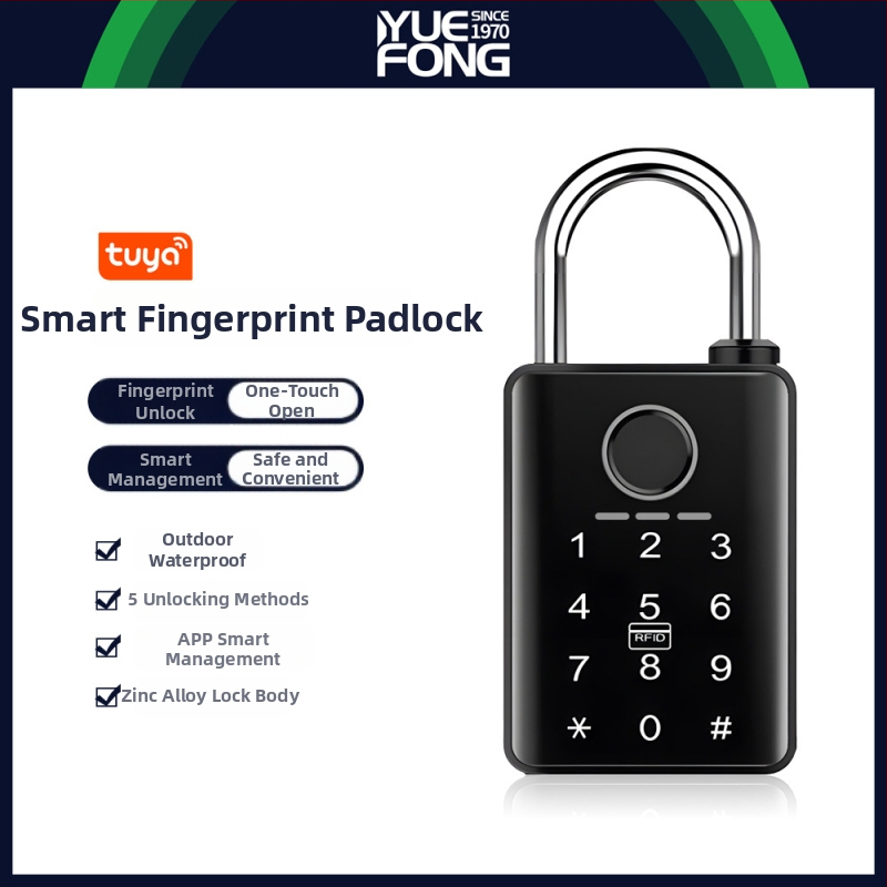 DXG8-M Bluetooth смарт брава с отпечатък – корпус от цинков сплав, пръчка 7/10 мм, разстояние между пръчките 43 мм; отключване чрез мобилно приложение, отпечатък, парола, карта или ключ