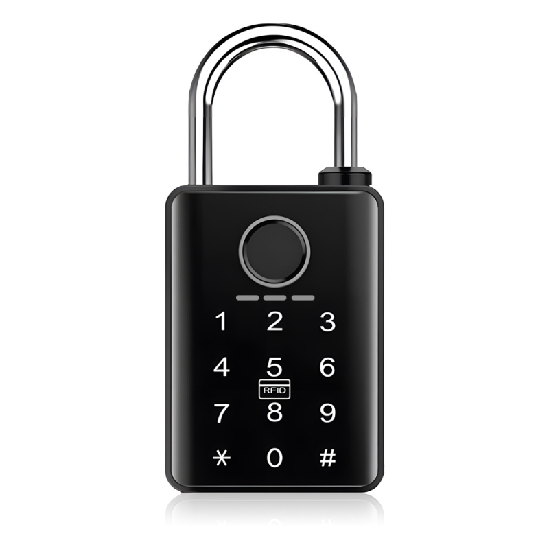 DXG8-M Bluetooth смарт брава с отпечатък – корпус от цинков сплав, пръчка 7/10 мм, разстояние между пръчките 43 мм; отключване чрез мобилно приложение, отпечатък, парола, карта или ключ