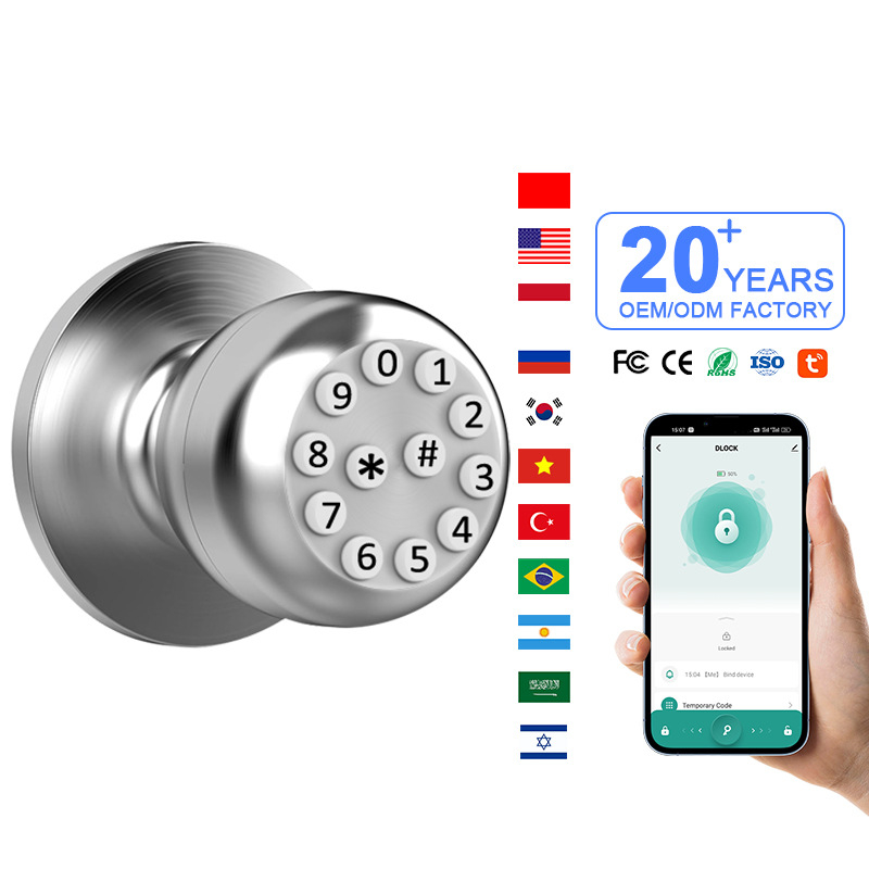 Pametna brava za vrata Sf049 - kućište od aluminijske legure; pristup PIN/Bluetooth/ključ; za drvena vrata spavaće sobe; razmak šipki 85 mm; moderan minimalistički dizajn; brend Smart maker