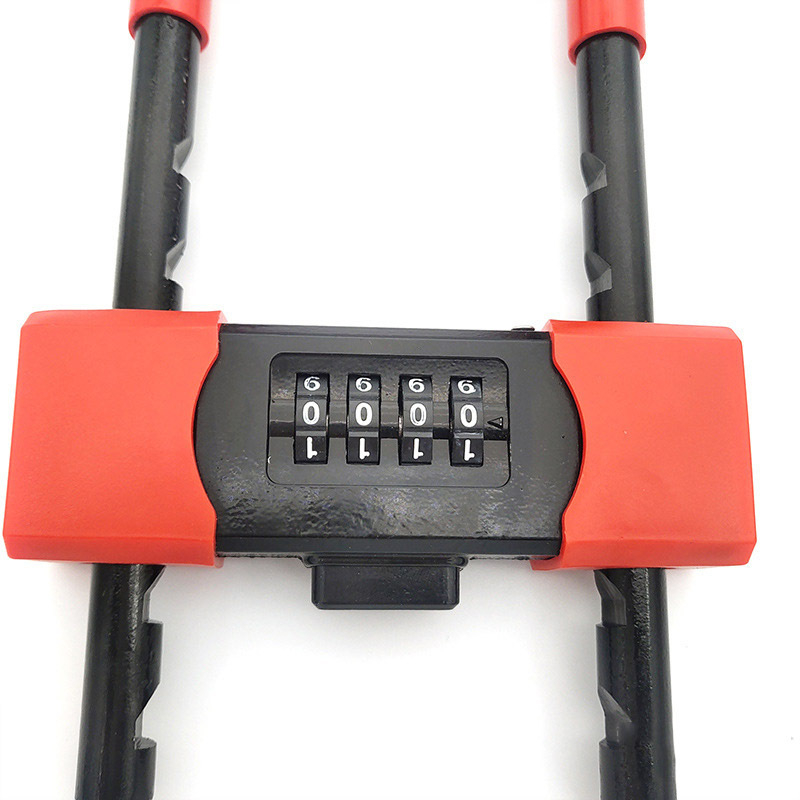 U-образна ключалка за стъклени врати, двойна врата – машинен тип, модел Password mortise lock 42, 13 мм болт, разстояние 72 мм, материал цинкова сплав+PVC