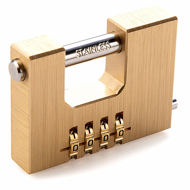 Кодова заключалка с числов код – месингова правоъгълна заключалка за порти и вериги (модел RE-189)