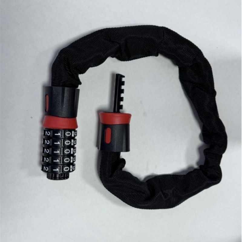 Верижна заключалка с парола от неръждаема стомана за велосипеди, електрически велосипеди и мотоциклети — преносима, 5-цифрен код, 3 мм дебелина на заключващата пръчка