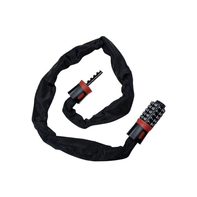 Верижна заключалка с парола от неръждаема стомана за велосипеди, електрически велосипеди и мотоциклети — преносима, 5-цифрен код, 3 мм дебелина на заключващата пръчка