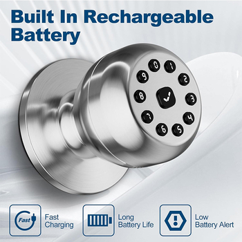 Умна шарова брава с клавиатура за врати — модел K10M, алуминиев сплав, цифров тип, подходяща за врати, дървени врати и складови врати, дебелина на заключващия прът 2,5 cm, разстояние между пръчките 35–55 mm