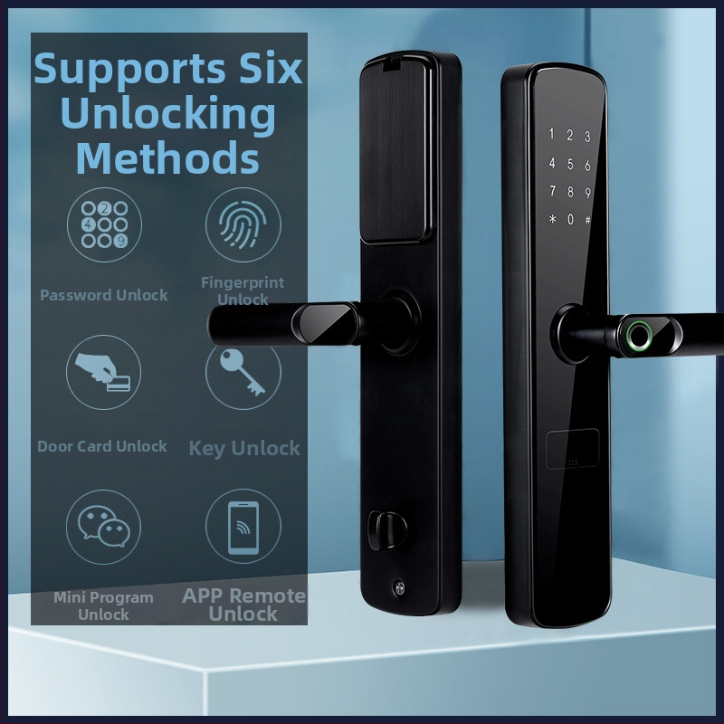 Умен заключващ механизъм с пръстов отпечатък, модел 01, стоманено тяло, за хотели и апартаменти, отключване Bluetooth, парола, пръстов отпечатък и карта, управление чрез приложение