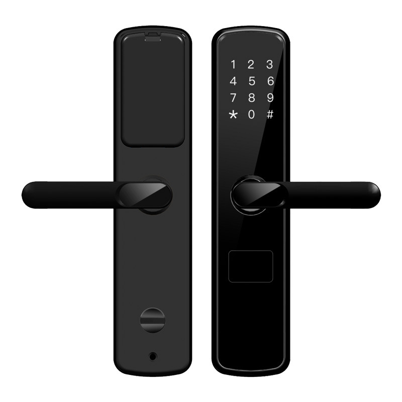 Умен заключващ механизъм с пръстов отпечатък, модел 01, стоманено тяло, за хотели и апартаменти, отключване Bluetooth, парола, пръстов отпечатък и карта, управление чрез приложение