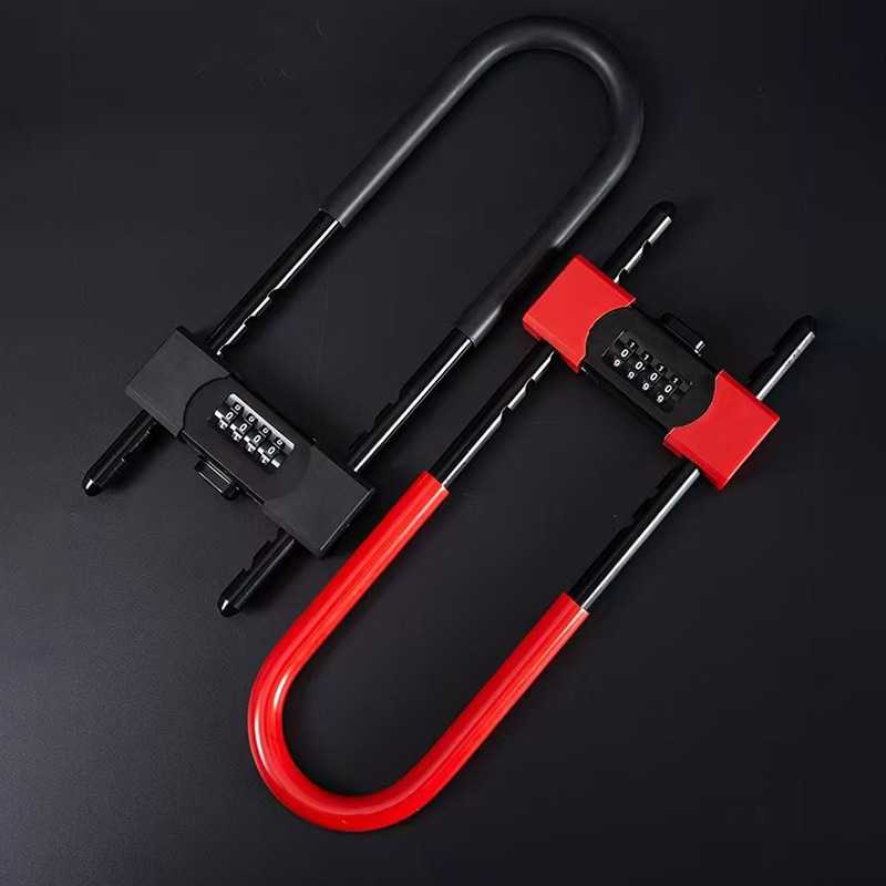 U-образен комбиниран замък за стъклени врати и магазини; водоустойчив и ръждоустойчив; стоманено тяло с медна сърцевина; дебел и удължен заключващ болт; подходящ за стъклени врати, магазини и мотоциклети