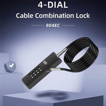 Mechanikus kódzár, zink ötvözet házzal, modell 904EC, táskákhoz, poggyászokhoz, kerékpárokhoz és sisakokhoz, 5 mm-es zárókar