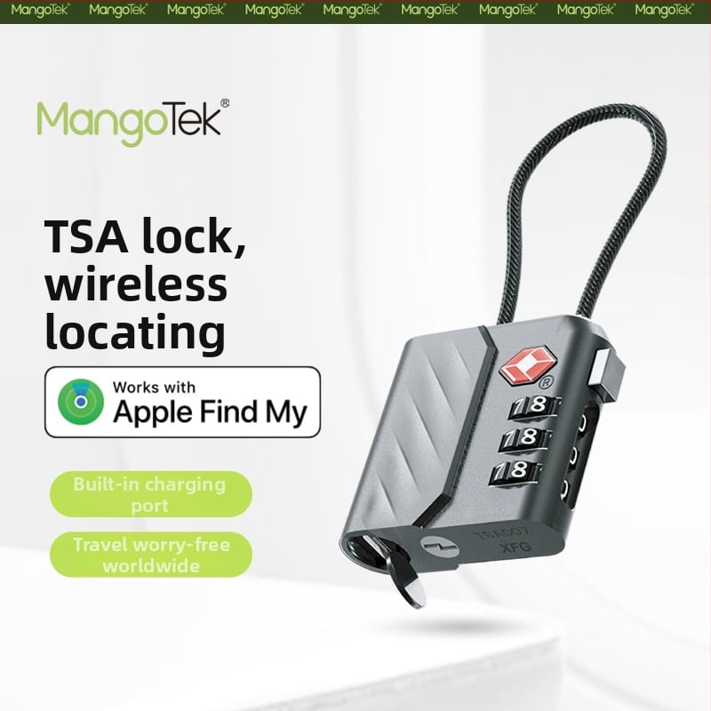 Rhk70 Zámok na batožinu kompatibilný s Apple AirTag — anti-lost, kombinovaný zámok na batožinu, telo oceľ+PC, batéria 60mAh, vydanie 2025