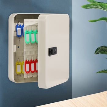 Cabinet metalic pentru chei montat pe perete, model 206 — pentru agenții imobiliari, exterior, formă dreptunghiulară, stil modern minimalist