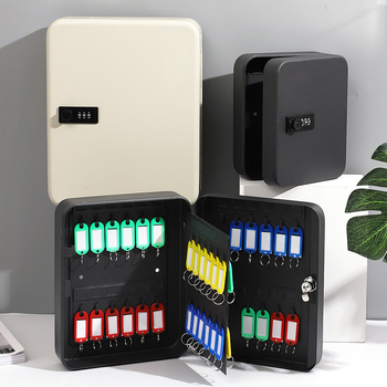 Cabinet metalic pentru chei montat pe perete, model 206 — pentru agenții imobiliari, exterior, formă dreptunghiulară, stil modern minimalist