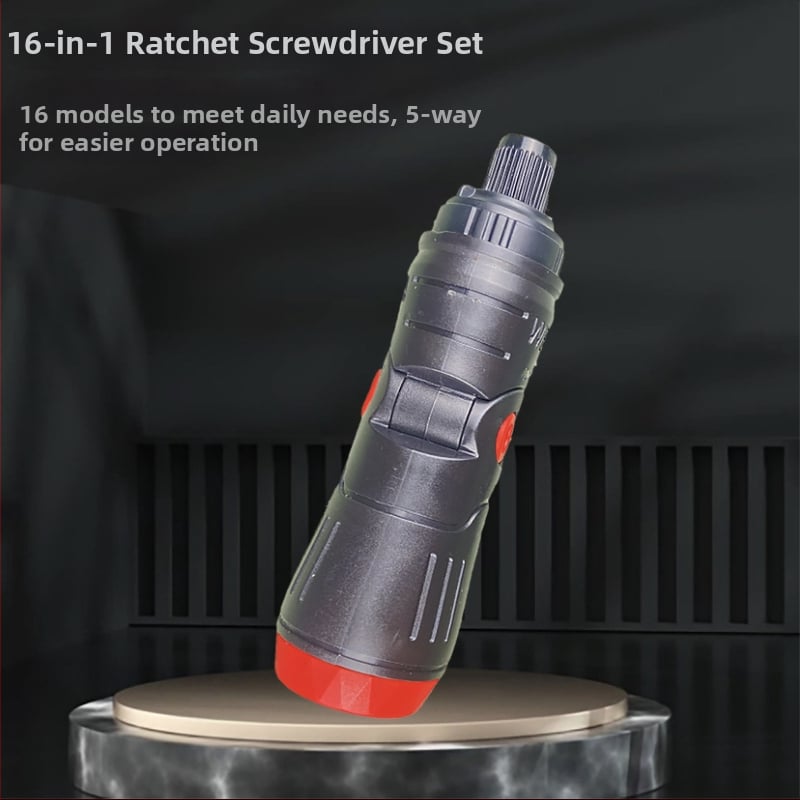 Комплект отвертки с трещоткой, 16 в 1, мултиъгълен универсален, спестяващ усилия, с битове за специални форми — стомана хром-ванадий, магнитен, изолиран, метричен формат