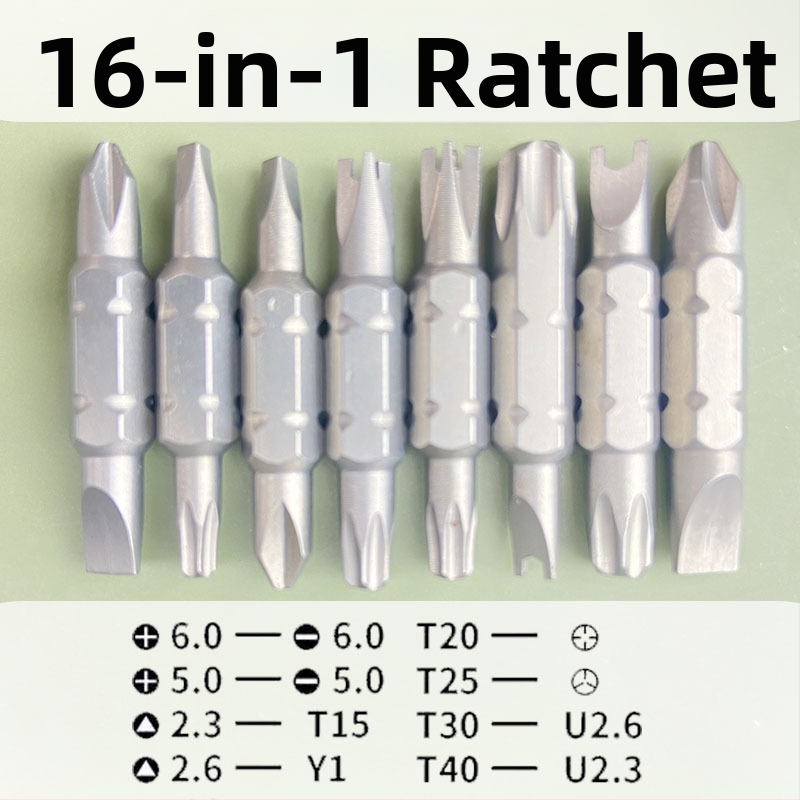 16–1 skrūvgriežu komplekts ar daudzvirzienu universālo dizainu, enerģijas taupīšana, regulējami gali — hroma-vanādija tērauda lāpstiņa, magnētisks, izolēts, metriskais formāts