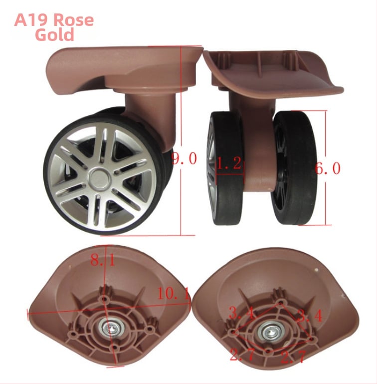 A19 Roți pentru bagaje cu două rânduri, Roată universală pivotantă, PP+PET, Traveler