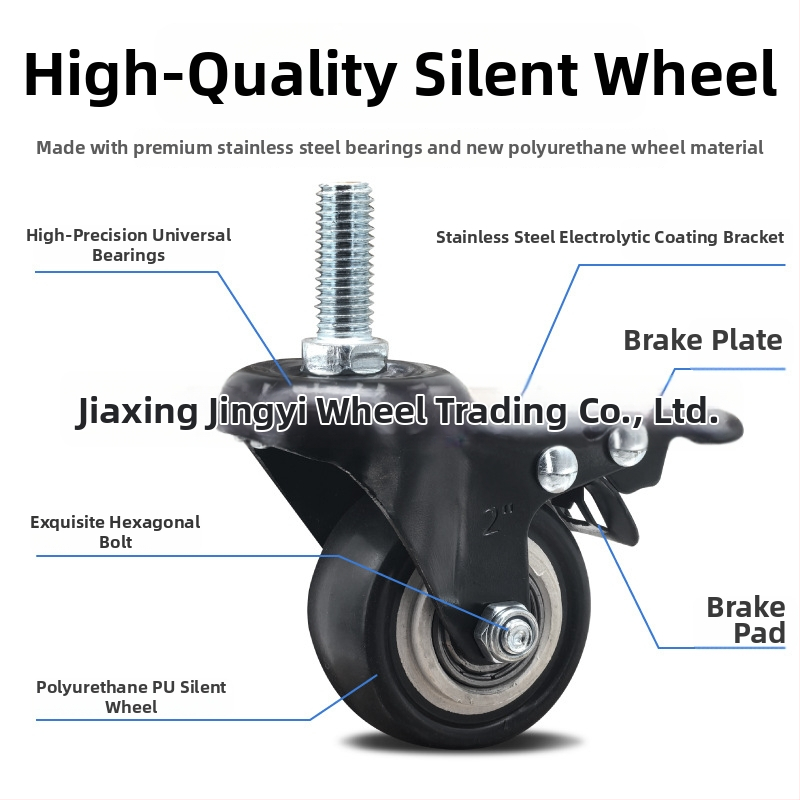 Pagasiratas pöörleva mehhanismiga ja piduriga, kohandatud kruvi suurus, PP materjal, bränd L.w