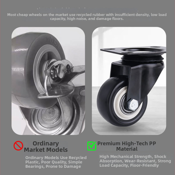 Ding Cheng roată pivotantă din polipropilenă cu frână — bază plată, rezistentă la abraziune, flexibilă, netedă