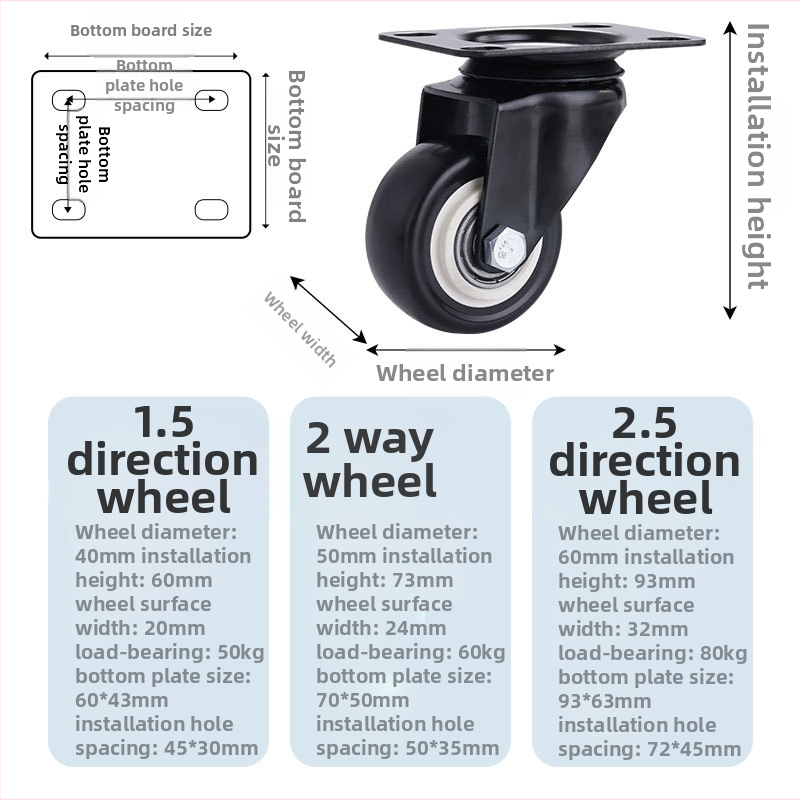 Ding Cheng polüpropüleenist pöörlev ratt piduriga — lamed alus, kulumiskindel, paindlik, sile