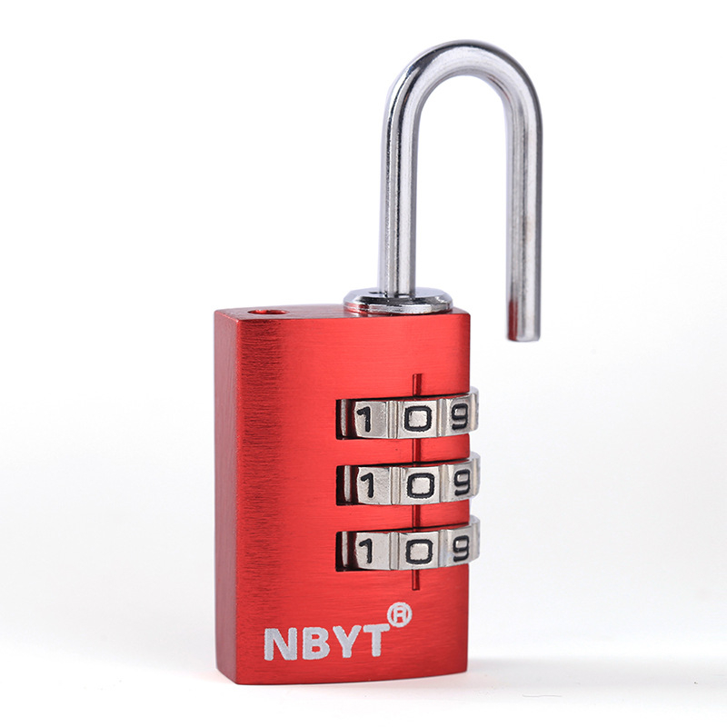 NBYT alumínium mechanikus kódzár táskákhoz, modell E1201; rud vastagsága 3, rudak közötti távolság 9