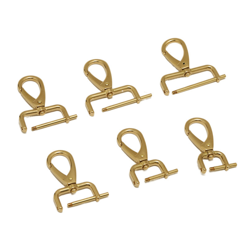 Mosadzová háčiková pracka na tašky – príslušenstvo pre batožinu, ručne vyrobené kožené doplnky, leto 2023