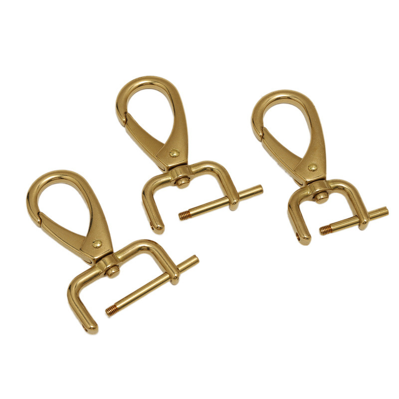 Mosadzová háčiková pracka na tašky – príslušenstvo pre batožinu, ručne vyrobené kožené doplnky, leto 2023