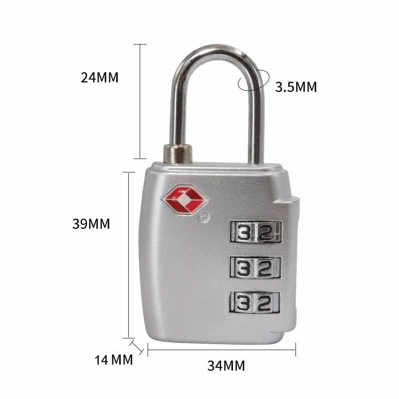 TSA002 Mehanički brava za kufere — cinkovita legura, debljina šipke 3.5 mm, razmak šipki 13 mm