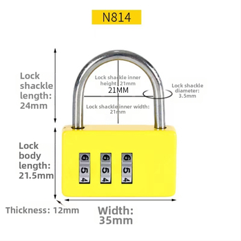 Încuietoare mecanică din aliaj de zinc N814, grosime tijă 3,5 mm, distanță între tijă 21 mm