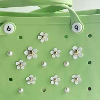 24 vnt. gėlių pakabukai pliažo krepšiams, rankinėms ir perlų krepšiams – ABS medžiaga | Bagažo priedai