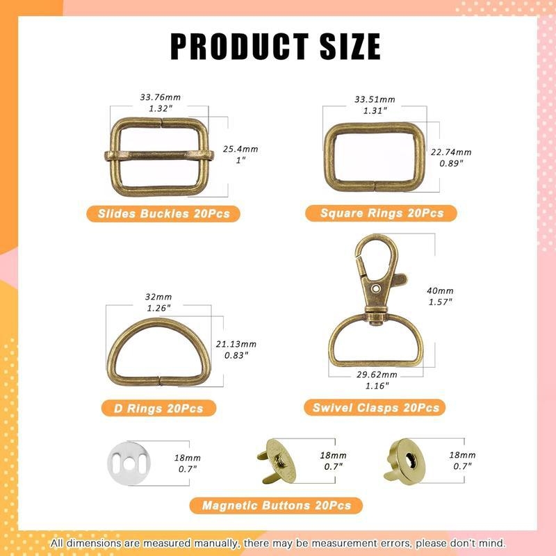 Krepšinių gamybos priedų rinkinys - 100 metalinių sagtelių portfeliui, ABS medžiaga, lagaminų aksesuarai