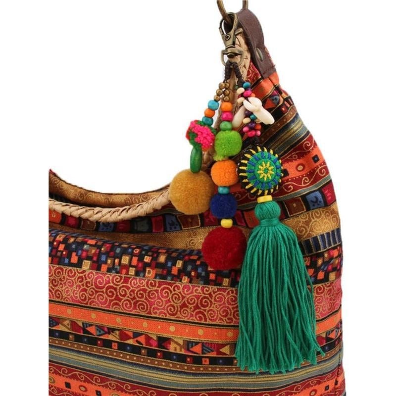 Rankinės pakabukas su kriauklių karoliukais ir kutais – Bohemiško stiliaus, ABS medžiaga, prekės kodas Zk1731079083381526802, bagažo aksesuarai