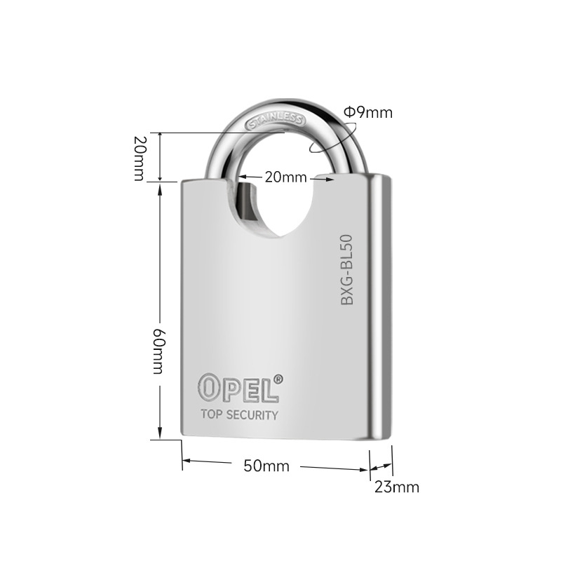 BXG-BL no nerūsējošā tērauda 304 – ūdensizturīga, izturīga pret koroziju, pret uzlaušanu un zāģēšanu, atslēga no misiņa