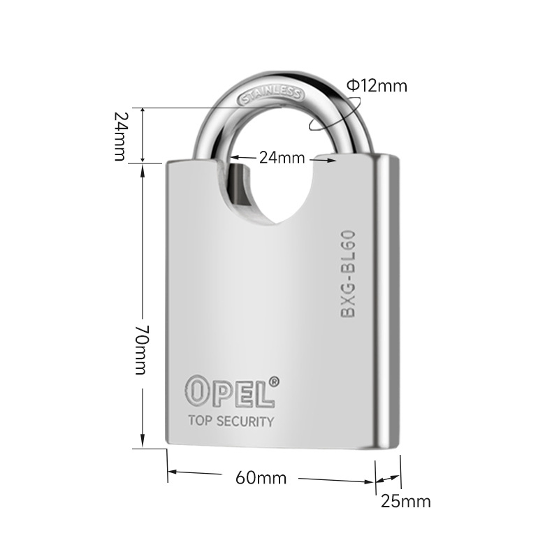 BXG-BL no nerūsējošā tērauda 304 – ūdensizturīga, izturīga pret koroziju, pret uzlaušanu un zāģēšanu, atslēga no misiņa