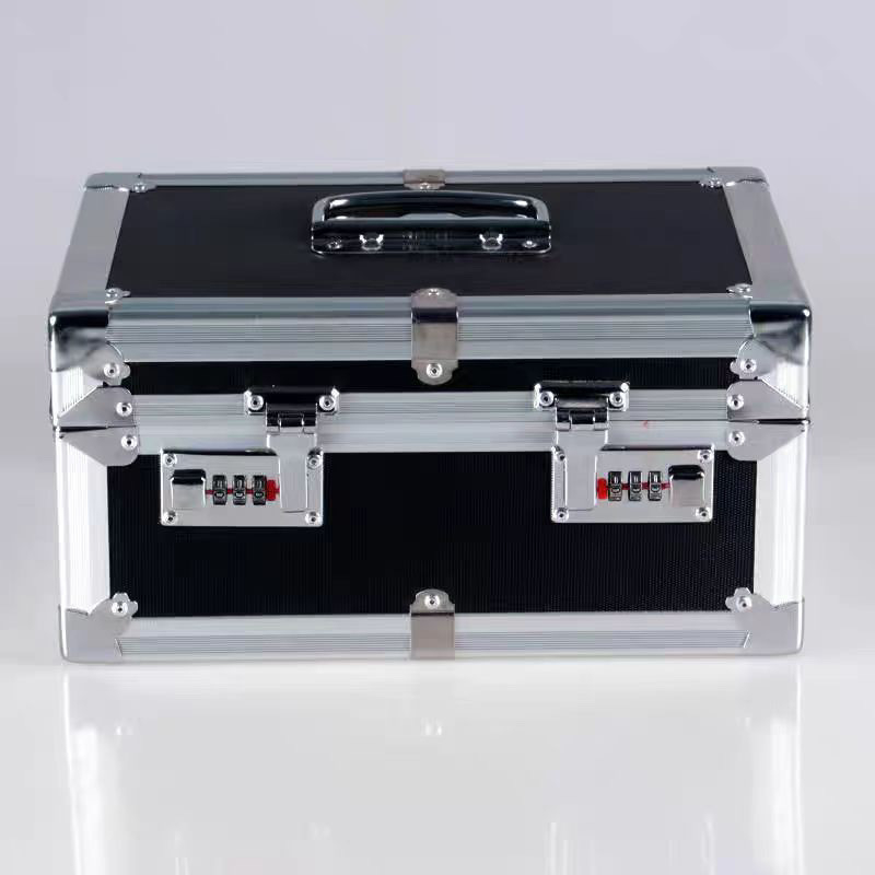 Cutie de depozitare din aliaj de aluminiu, cu încuietori duble și parolă, pentru documente și ștampile (0-5L)