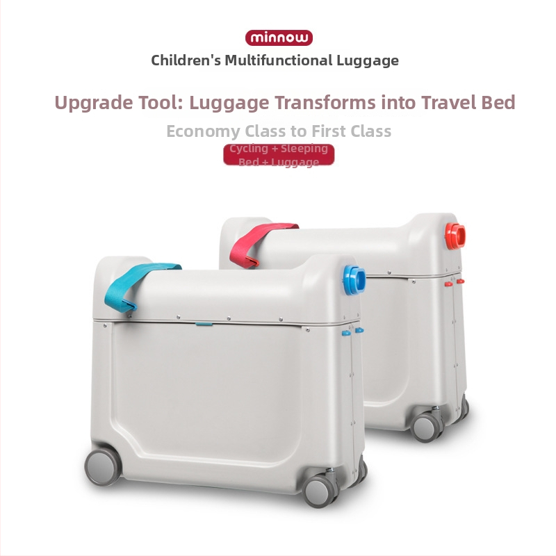 Bērnu daudzfunkcionāla ceļojumu soma ar booster funkciju un pārnēsājamu ceļojumu gultiņu — ABS materiāls, atvēršana ar aizslēgu, atslēga, universālās ratiņi, brīvā laika ceļojumi