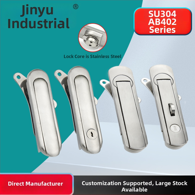 AB402 plakā slēdzene skapim, nerūsējošais tērauds, ar atslēgu, uzstādīšana ar slotu