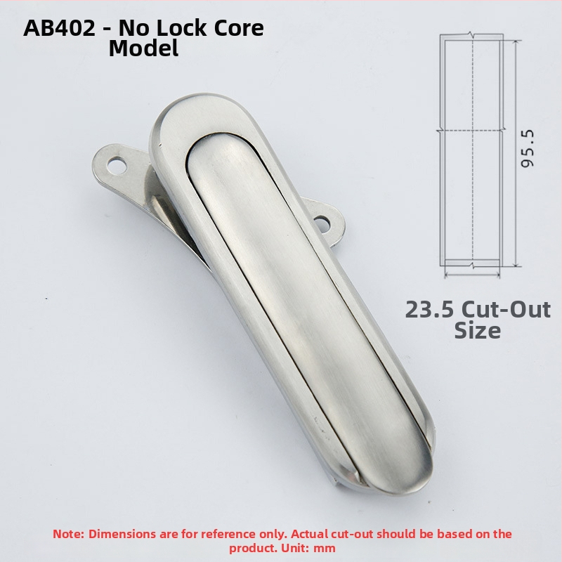 AB402 plakā slēdzene skapim, nerūsējošais tērauds, ar atslēgu, uzstādīšana ar slotu